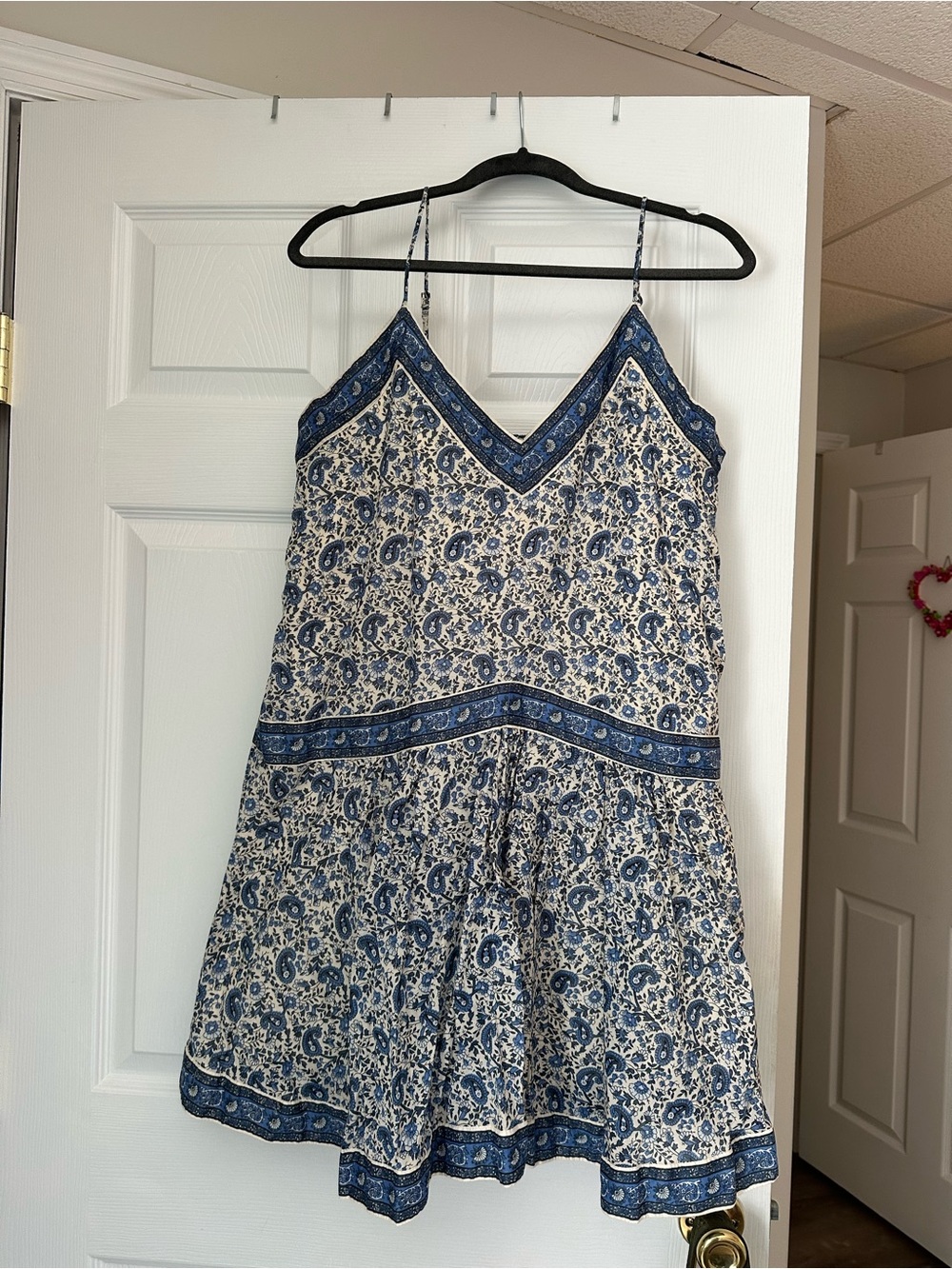 Abercrombie & Fitch Blue and White Paisley Spaghetti Strap Romper